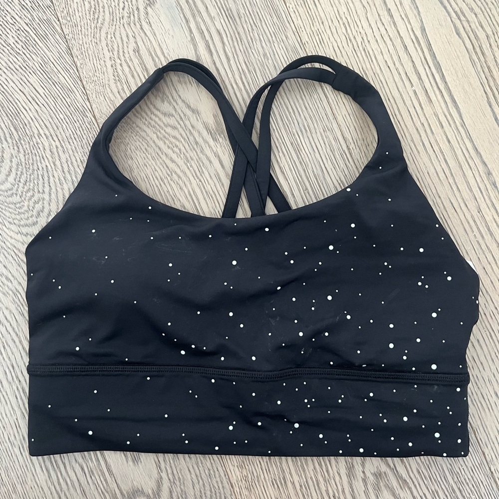 lululemon athletica Black Sports Bra with White Speckle Print